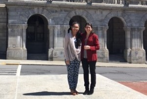 Cinthia Castro and Dr. Vera Antonios in front of the NY State Capitol