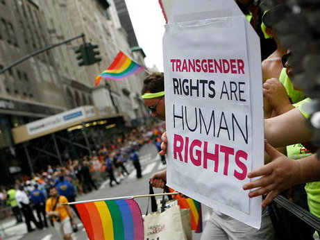 Sign reading "transgender rights are human rights"