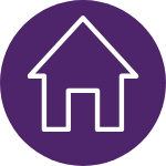 Icon of house in purple circle